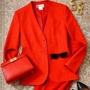 Vintage Prophecy Red Silk Blend Blazer sz 12 Structured 90’s